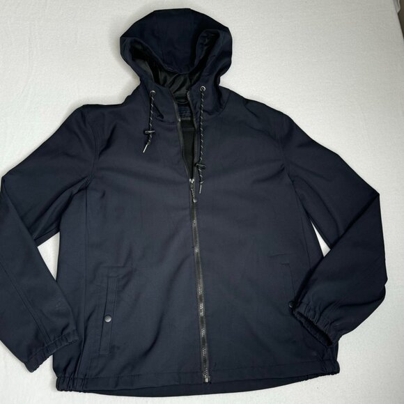 Nomad Jacket Mens XL Tech Fleece Lined Hooded Full Zip Hood Drawstring Navy - Picture 1 of 7
